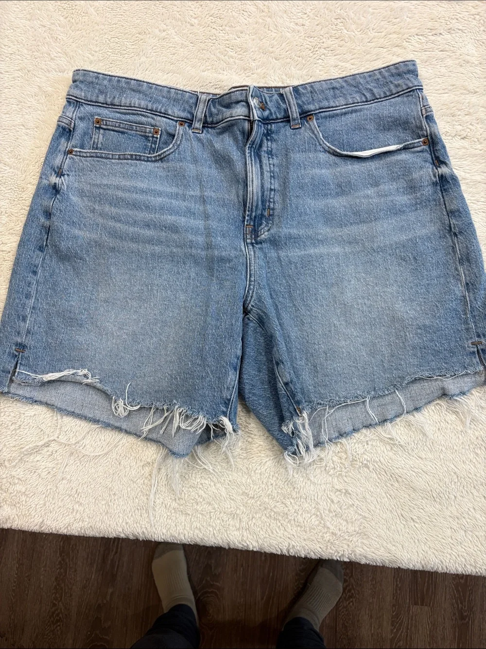 Madewell Light Blue Distressed Denim Cutoff Shorts